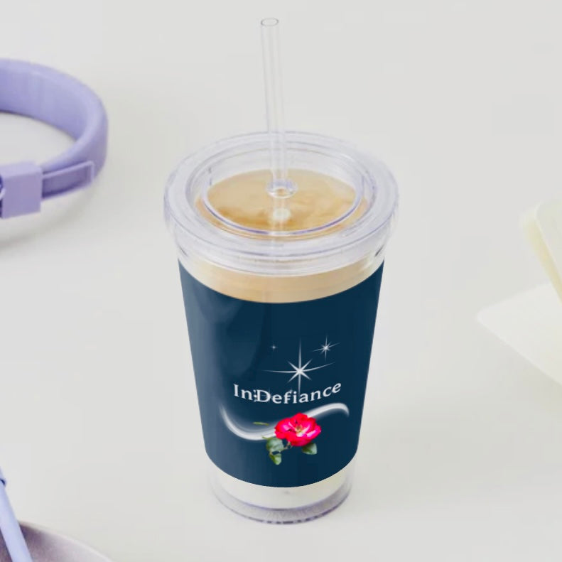 In;Defiance - Acrylic Thermos with Flower