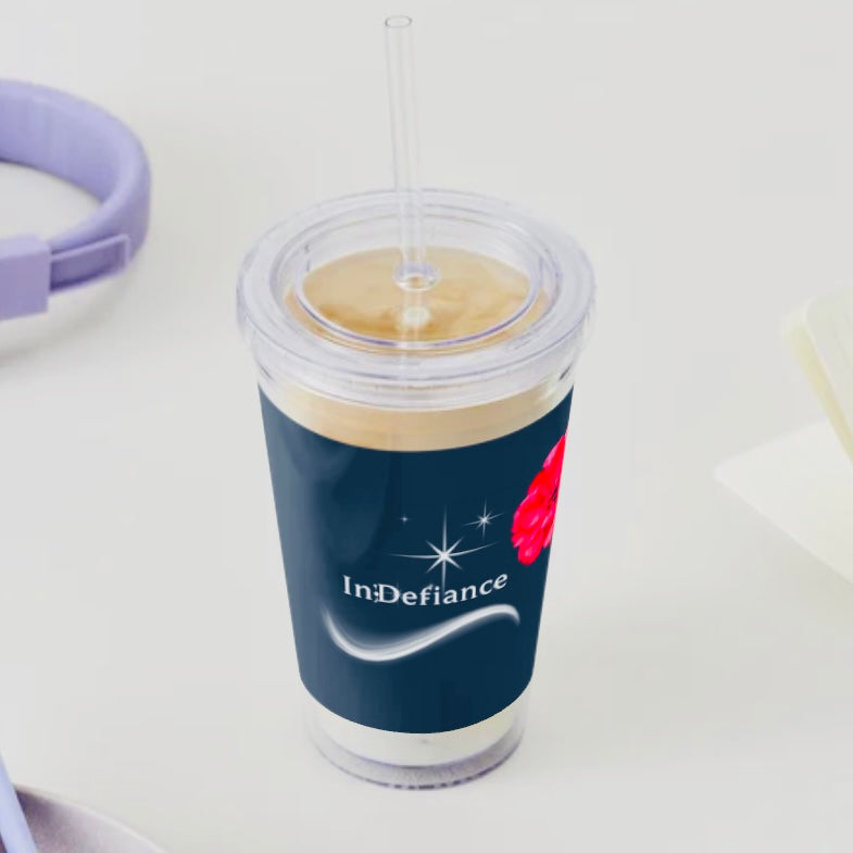 In;Defiance - Acrylic Thermos with Flower